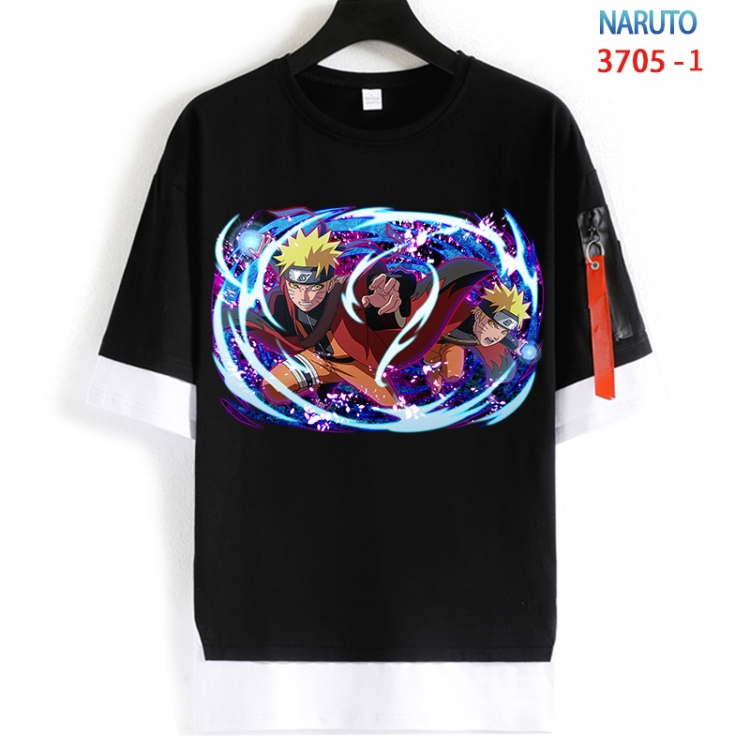 Naruto Cotton Crew Neck Fake Two-Piece Short Sleeve T-Shirt from S to 4XL  HM-3705-1