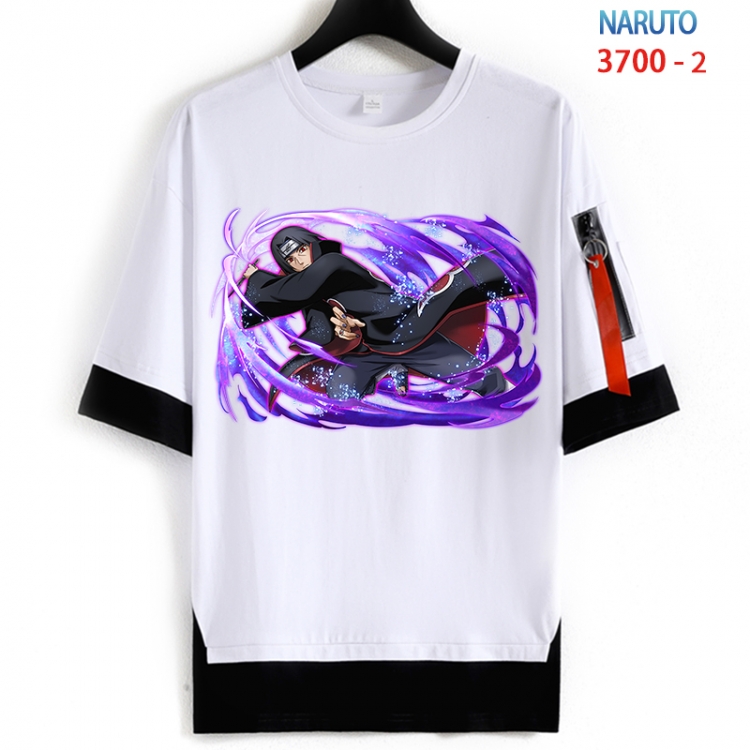 Naruto Cotton Crew Neck Fake Two-Piece Short Sleeve T-Shirt from S to 4XL HM-3700-2