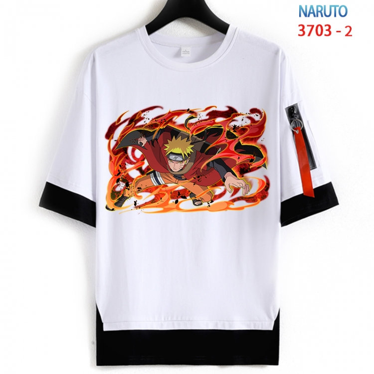 Naruto Cotton Crew Neck Fake Two-Piece Short Sleeve T-Shirt from S to 4XL  HM-3703-2