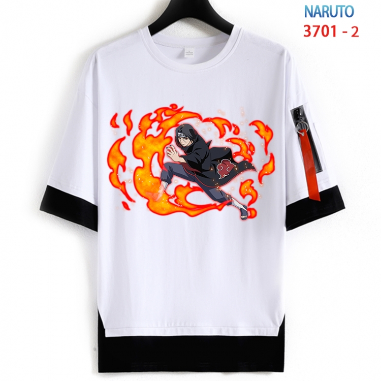 Naruto Cotton Crew Neck Fake Two-Piece Short Sleeve T-Shirt from S to 4XL HM-3701-2