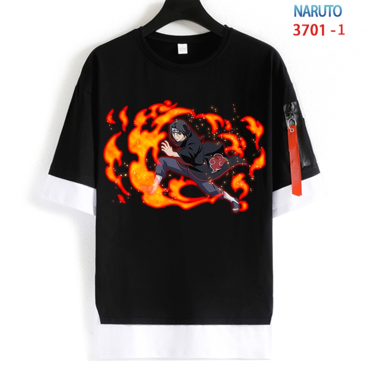 Naruto Cotton Crew Neck Fake Two-Piece Short Sleeve T-Shirt from S to 4XL  HM-3701-1