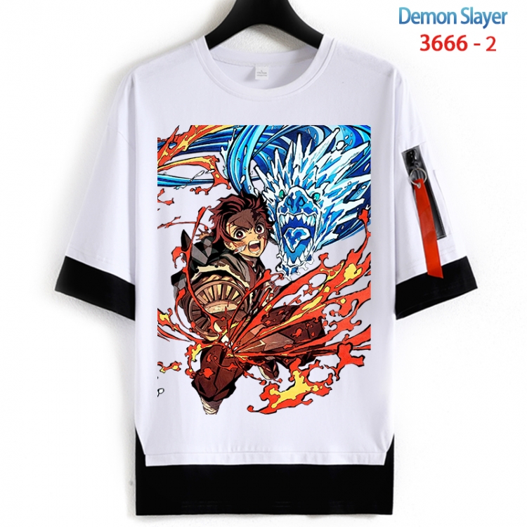 Demon Slayer Kimets Cotton Crew Neck Fake Two-Piece Short Sleeve T-Shirt from S to 4XL HM-3666-2