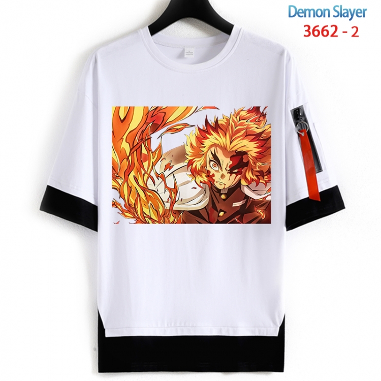 Demon Slayer Kimets Cotton Crew Neck Fake Two-Piece Short Sleeve T-Shirt from S to 4XL HM-3662-2