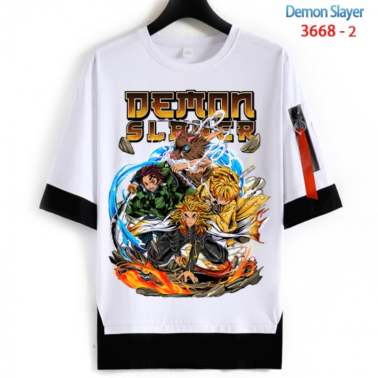 Demon Slayer Kimets Cotton Crew Neck Fake Two-Piece Short Sleeve T-Shirt from S to 4XL HM-3668-2