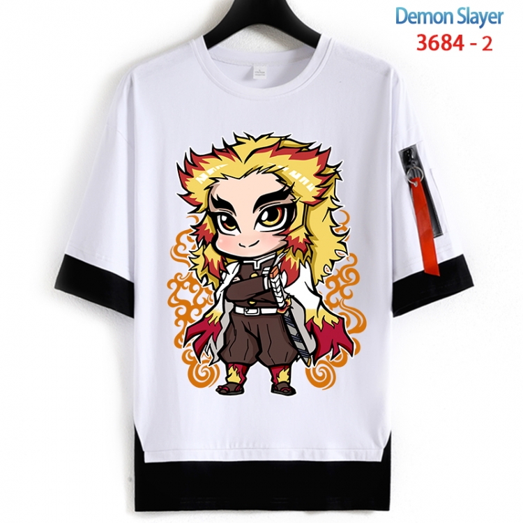 Demon Slayer Kimets Cotton Crew Neck Fake Two-Piece Short Sleeve T-Shirt from S to 4XL HM-3684-2