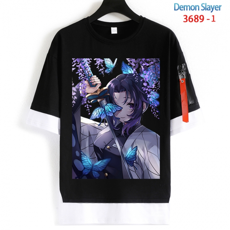 Demon Slayer Kimets Cotton Crew Neck Fake Two-Piece Short Sleeve T-Shirt from S to 4XL HM-3689-1