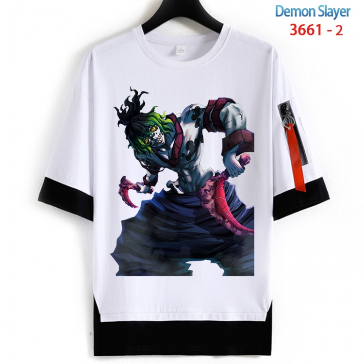 Demon Slayer Kimets Cotton Crew Neck Fake Two-Piece Short Sleeve T-Shirt from S to 4XL  HM-3661-2