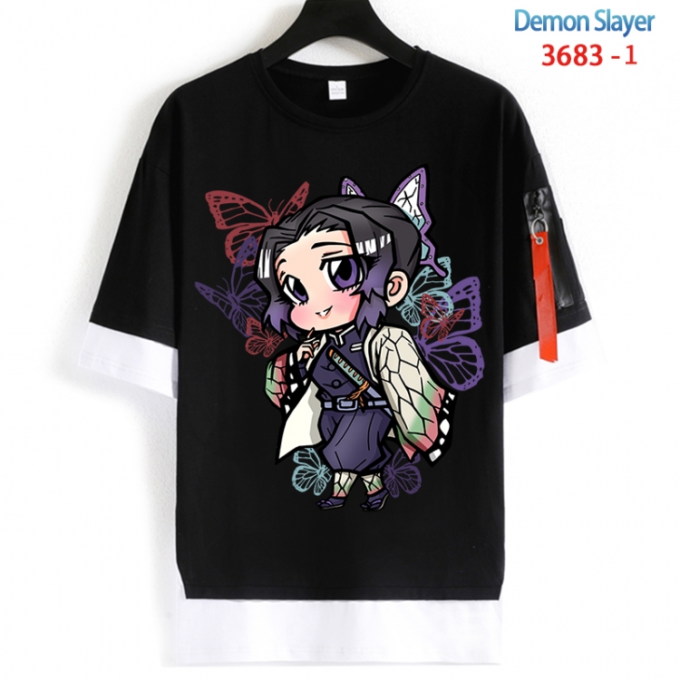 Demon Slayer Kimets Cotton Crew Neck Fake Two-Piece Short Sleeve T-Shirt from S to 4XL HM-3683-1