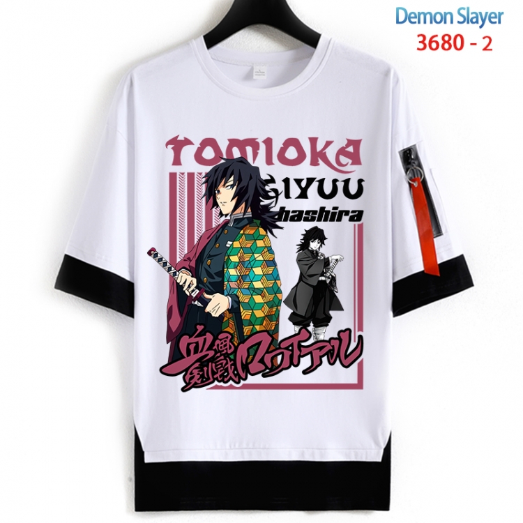 Demon Slayer Kimets Cotton Crew Neck Fake Two-Piece Short Sleeve T-Shirt from S to 4XL  HM-3680-2