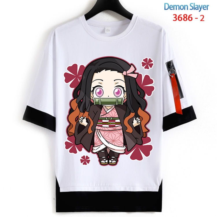 Demon Slayer Kimets Cotton Crew Neck Fake Two-Piece Short Sleeve T-Shirt from S to 4XL HM-3686-2