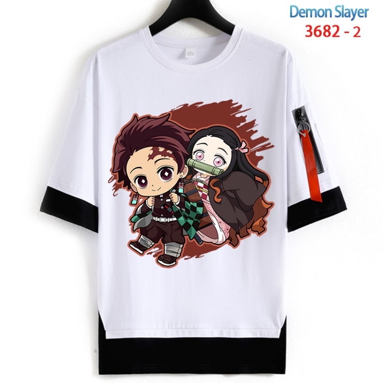 Demon Slayer Kimets Cotton Crew Neck Fake Two-Piece Short Sleeve T-Shirt from S to 4XL HM-3682-2
