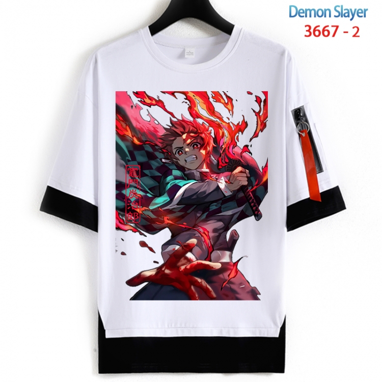Demon Slayer Kimets Cotton Crew Neck Fake Two-Piece Short Sleeve T-Shirt from S to 4XL HM-3667-2