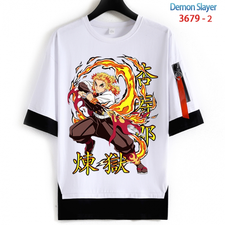 Demon Slayer Kimets Cotton Crew Neck Fake Two-Piece Short Sleeve T-Shirt from S to 4XL  HM-3679-2
