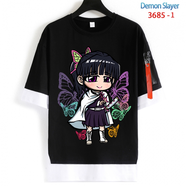 Demon Slayer Kimets Cotton Crew Neck Fake Two-Piece Short Sleeve T-Shirt from S to 4XL  HM-3685-1