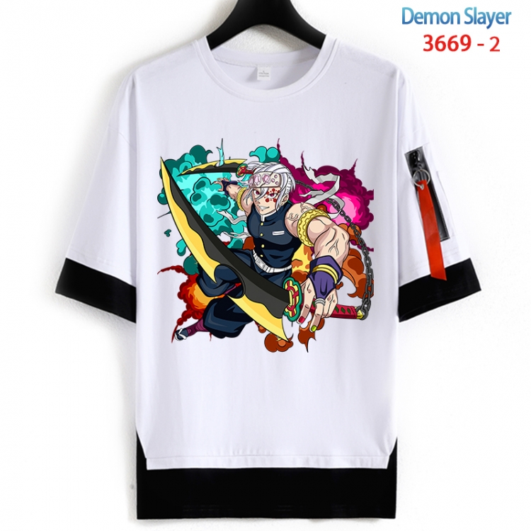 Demon Slayer Kimets Cotton Crew Neck Fake Two-Piece Short Sleeve T-Shirt from S to 4XL 刃 HM-3669-2