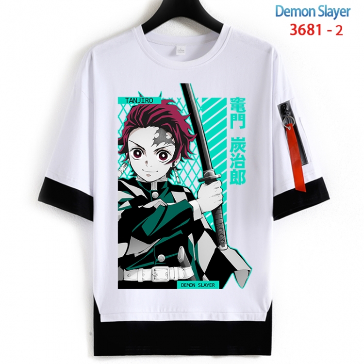 Demon Slayer Kimets Cotton Crew Neck Fake Two-Piece Short Sleeve T-Shirt from S to 4XL HM-3681-2