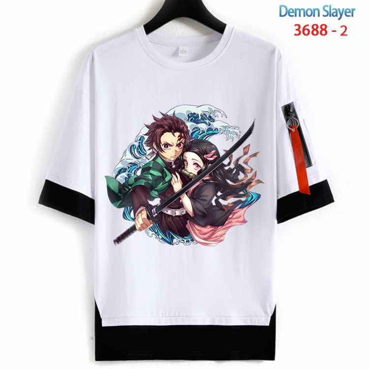 Demon Slayer Kimets Cotton Crew Neck Fake Two-Piece Short Sleeve T-Shirt from S to 4XL  HM-3688-2