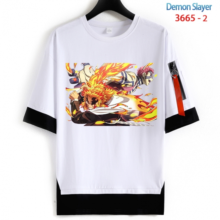 Demon Slayer Kimets Cotton Crew Neck Fake Two-Piece Short Sleeve T-Shirt from S to 4XL HM-3665-2