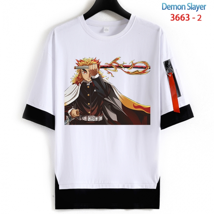 Demon Slayer Kimets Cotton Crew Neck Fake Two-Piece Short Sleeve T-Shirt from S to 4XL  HM-3663-2