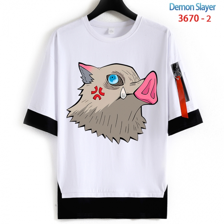Demon Slayer Kimets Cotton Crew Neck Fake Two-Piece Short Sleeve T-Shirt from S to 4XL HM-3670-2