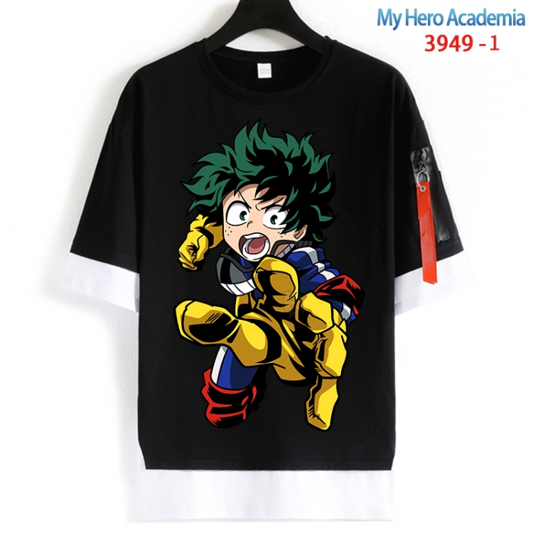 My Hero Academia Cotton Crew Neck Fake Two-Piece Short Sleeve T-Shirt from S to 4XL  HM-3949-1