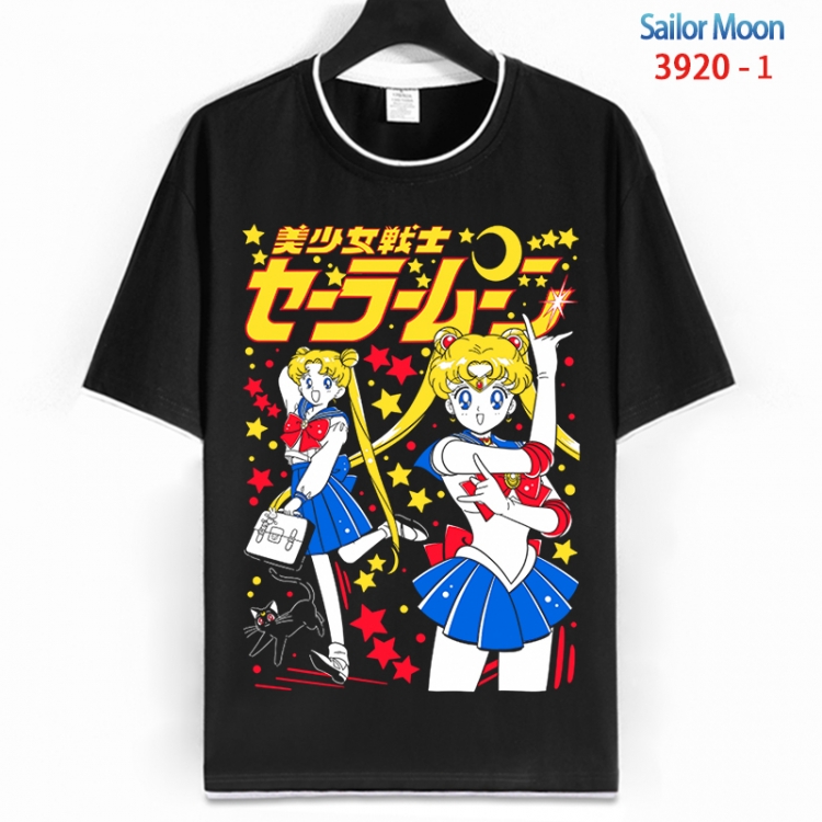 sailormoon Cotton crew neck black and white trim short-sleeved T-shirt from S to 4XL  HM-3920-1