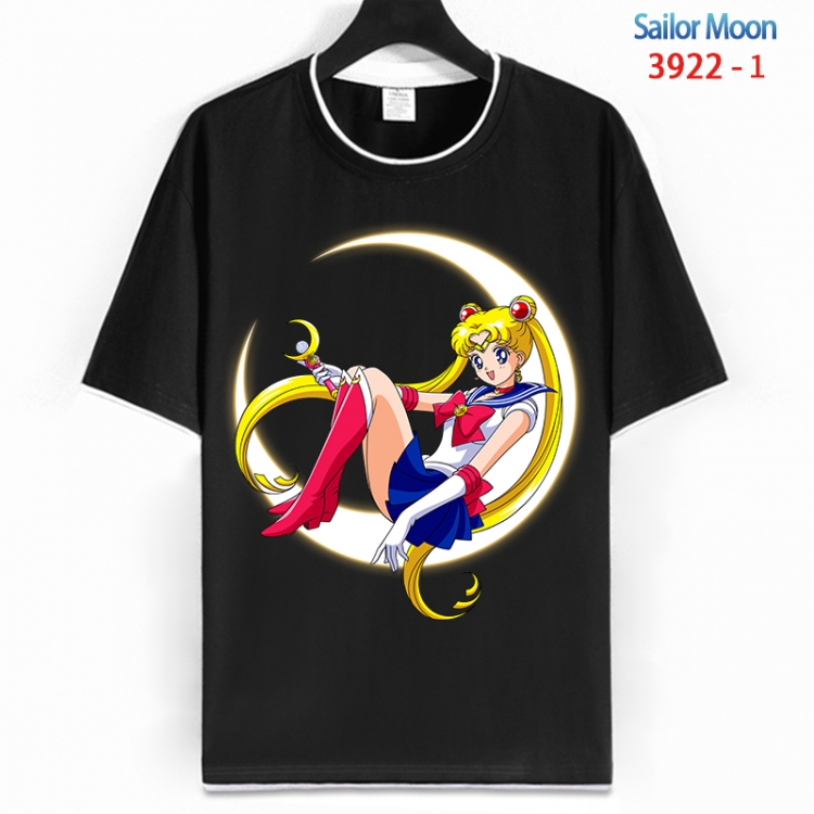 sailormoon Cotton crew neck black and white trim short-sleeved T-shirt from S to 4XL  HM-3922-1