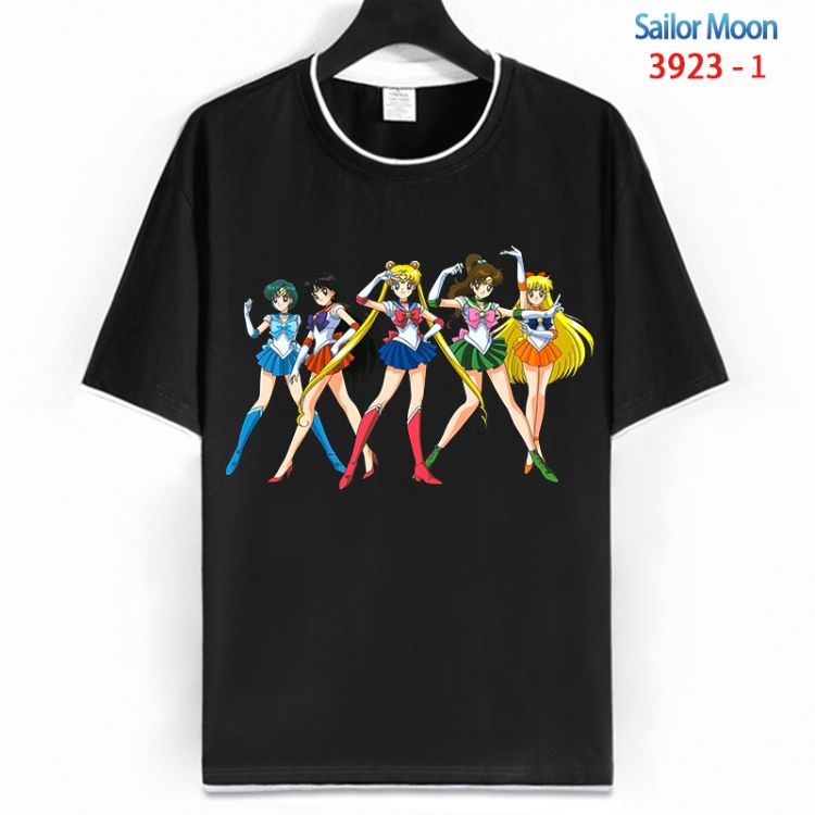 sailormoon Cotton crew neck black and white trim short-sleeved T-shirt from S to 4XL  HM-3923-1