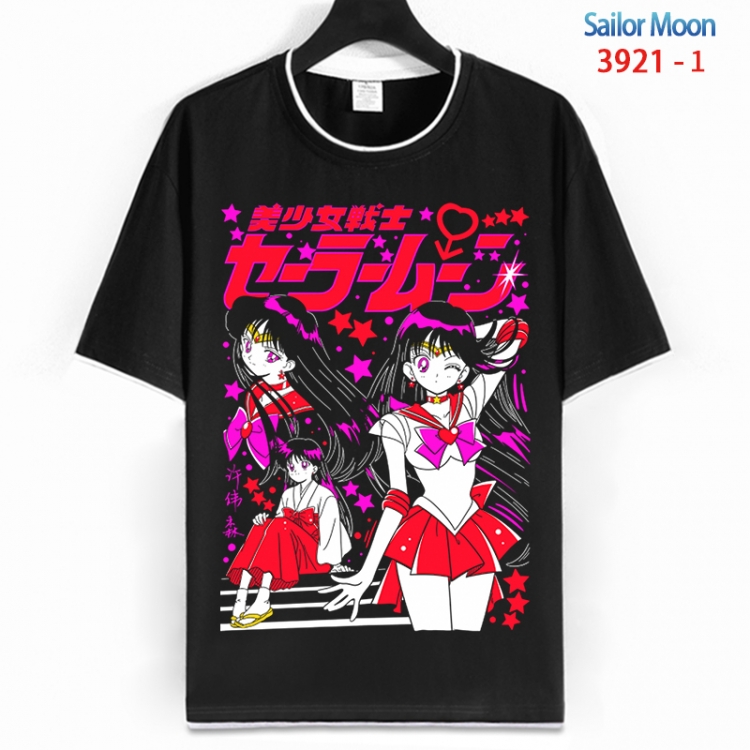 sailormoon Cotton crew neck black and white trim short-sleeved T-shirt from S to 4XL  HM-3921-1