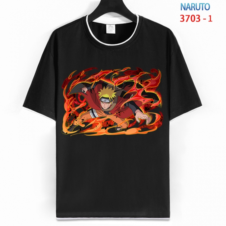 Naruto Cotton crew neck black and white trim short-sleeved T-shirt from S to 4XL HM-3703-1