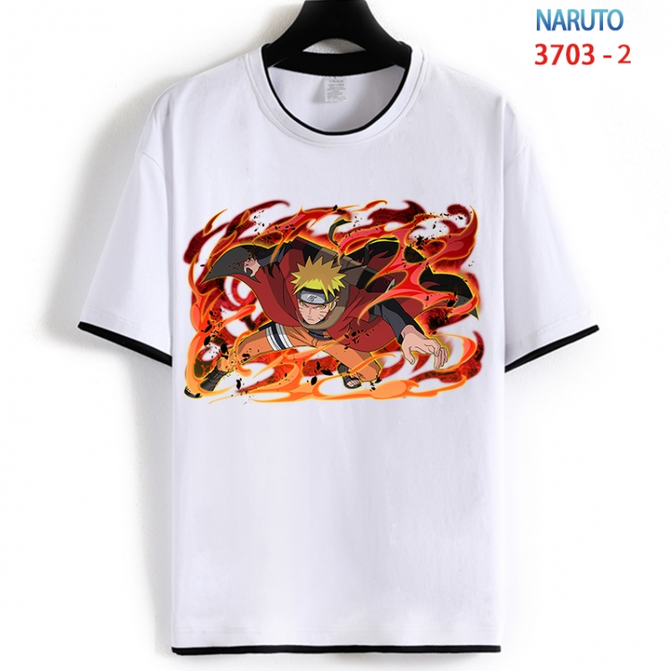 Naruto Cotton crew neck black and white trim short-sleeved T-shirt from S to 4XL HM-3703-2