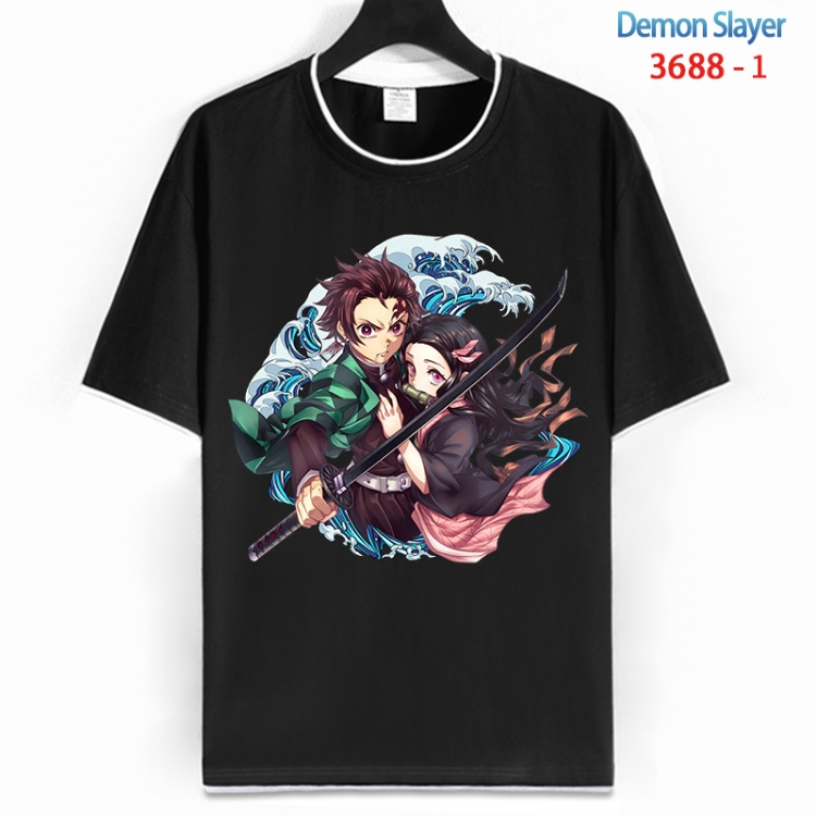 Demon Slayer Kimets Cotton crew neck black and white trim short-sleeved T-shirt from S to 4XL HM-3688-1