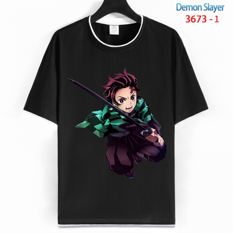 Demon Slayer Kimets Cotton crew neck black and white trim short-sleeved T-shirt from S to 4XL HM-3673-1