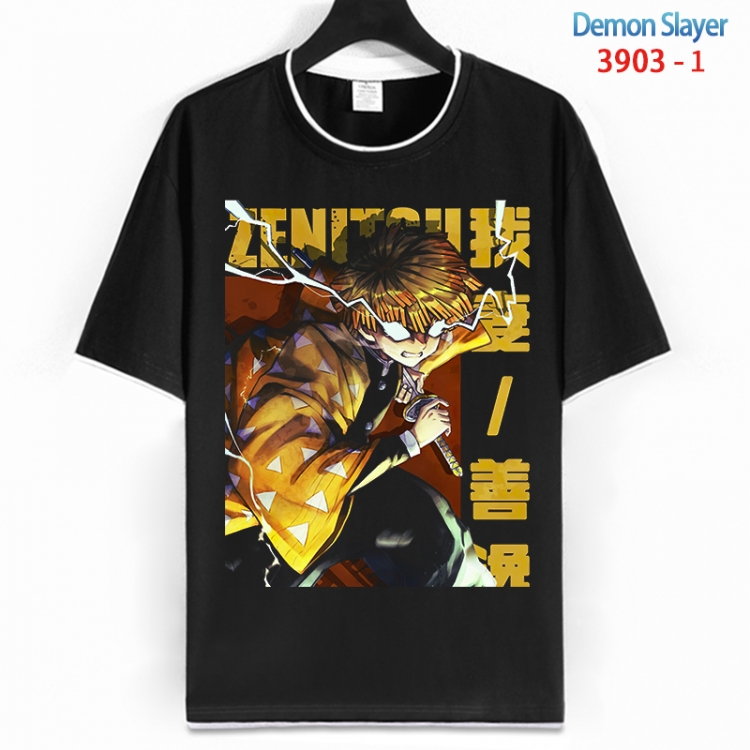 Demon Slayer Kimets Cotton crew neck black and white trim short-sleeved T-shirt from S to 4XL HM-3903-1