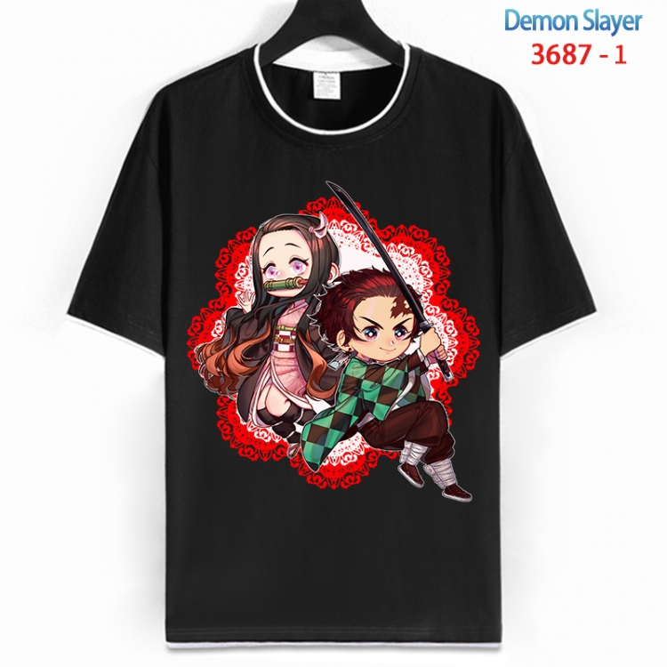 Demon Slayer Kimets Cotton crew neck black and white trim short-sleeved T-shirt from S to 4XL  HM-3687-1