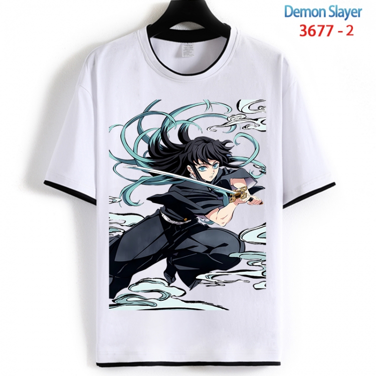 Demon Slayer Kimets Cotton crew neck black and white trim short-sleeved T-shirt from S to 4XL  HM-3677-2