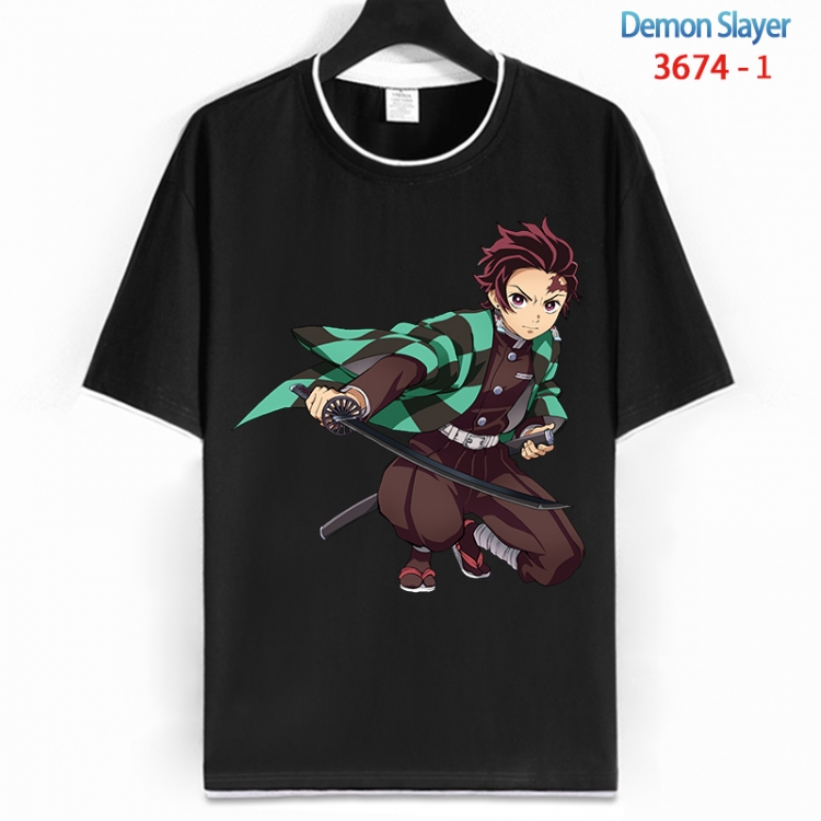 Demon Slayer Kimets Cotton crew neck black and white trim short-sleeved T-shirt from S to 4XL HM-3674-1
