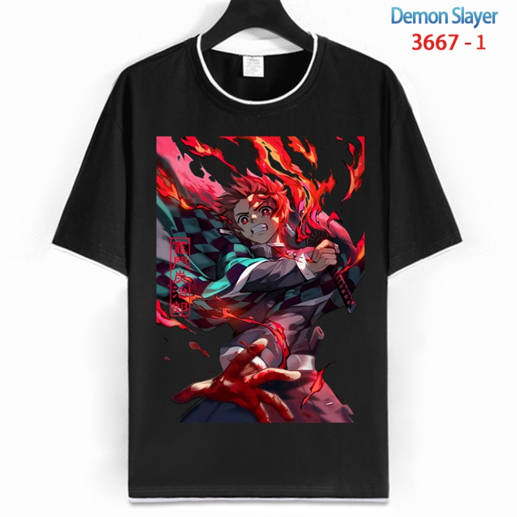 Demon Slayer Kimets Cotton crew neck black and white trim short-sleeved T-shirt from S to 4XL  HM-3667-1