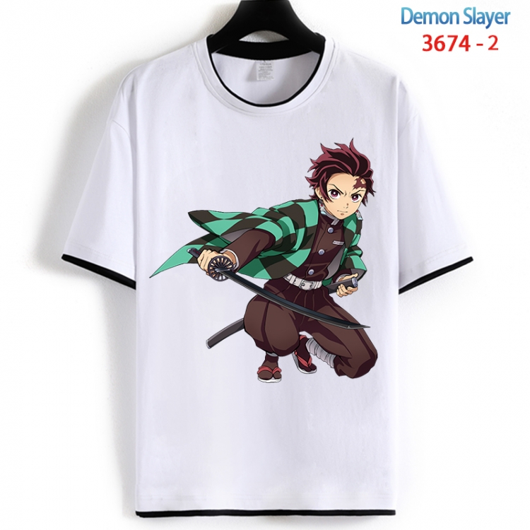 Demon Slayer Kimets Cotton crew neck black and white trim short-sleeved T-shirt from S to 4XL HM-3674-2