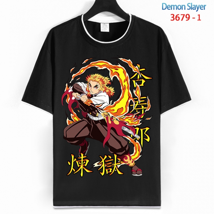 Demon Slayer Kimets Cotton crew neck black and white trim short-sleeved T-shirt from S to 4XL HM-3679-1