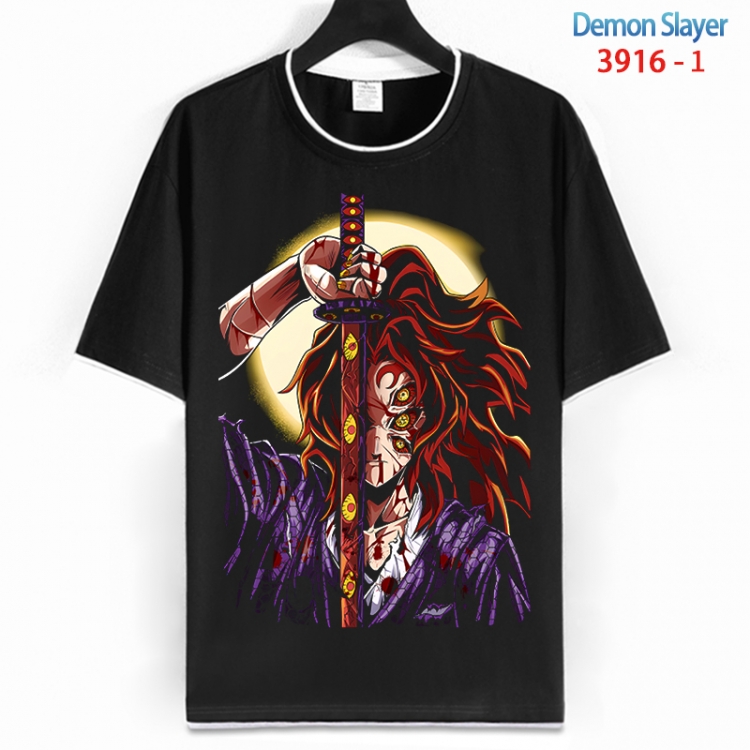 Demon Slayer Kimets Cotton crew neck black and white trim short-sleeved T-shirt from S to 4XL HM-3916-1