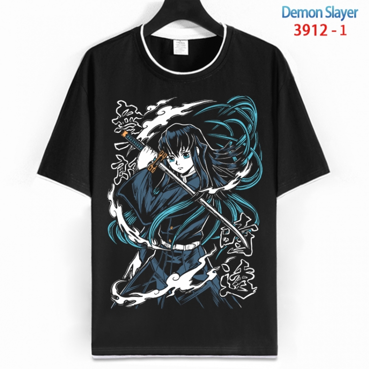Demon Slayer Kimets Cotton crew neck black and white trim short-sleeved T-shirt from S to 4XL HM-3912-1