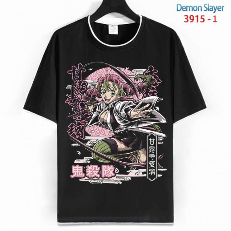 Demon Slayer Kimets Cotton crew neck black and white trim short-sleeved T-shirt from S to 4XL HM-3915-1
