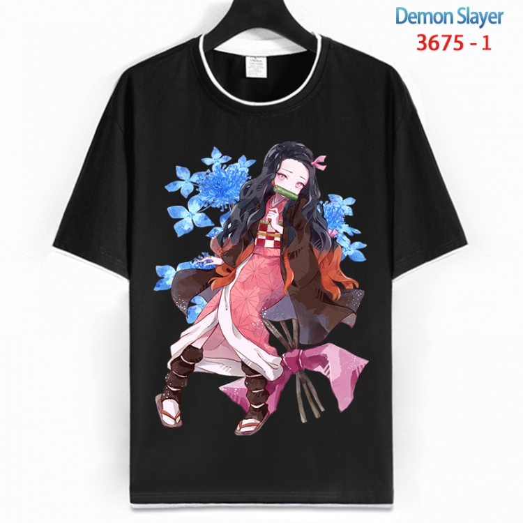 Demon Slayer Kimets Cotton crew neck black and white trim short-sleeved T-shirt from S to 4XL HM-3675-1
