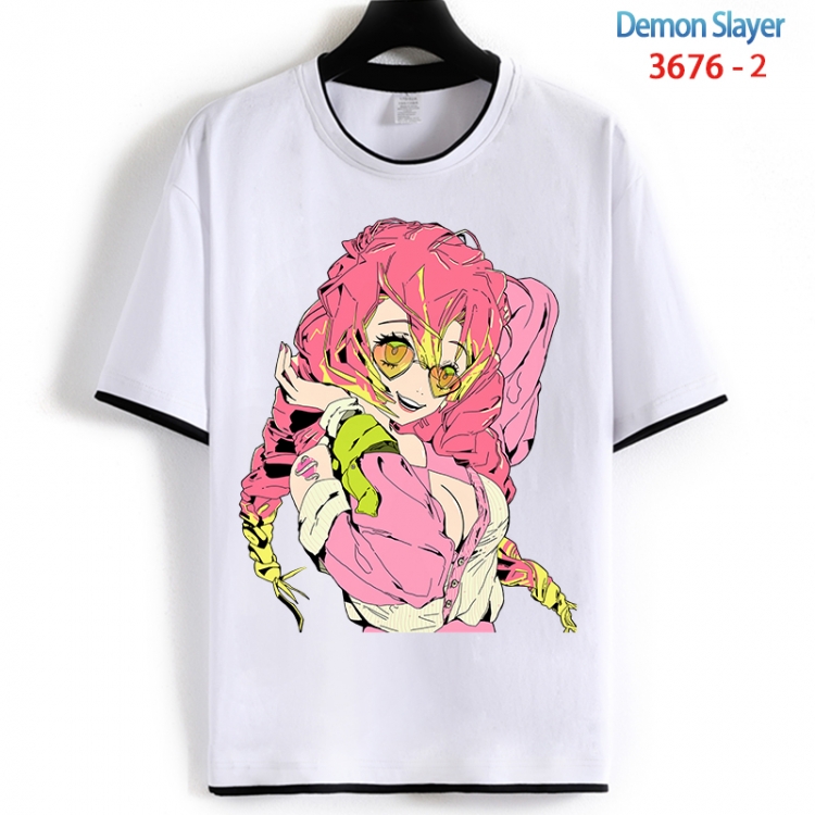 Demon Slayer Kimets Cotton crew neck black and white trim short-sleeved T-shirt from S to 4XL HM-3676-2