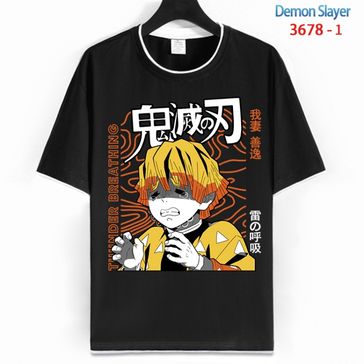Demon Slayer Kimets Cotton crew neck black and white trim short-sleeved T-shirt from S to 4XL HM-3678-1