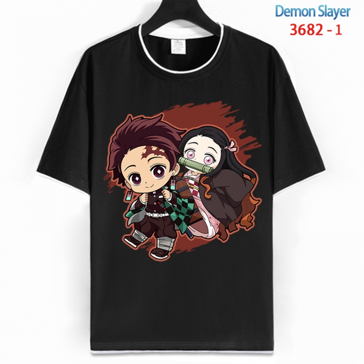 Demon Slayer Kimets Cotton crew neck black and white trim short-sleeved T-shirt from S to 4XL  HM-3682-1