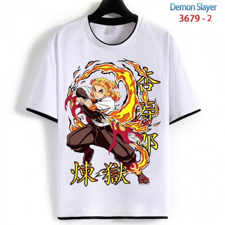 Demon Slayer Kimets Cotton crew neck black and white trim short-sleeved T-shirt from S to 4XL HM-3679-2