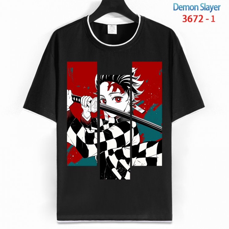 Demon Slayer Kimets Cotton crew neck black and white trim short-sleeved T-shirt from S to 4XL HM-3672-1