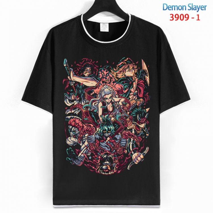 Demon Slayer Kimets Cotton crew neck black and white trim short-sleeved T-shirt from S to 4XL HM-3909-1